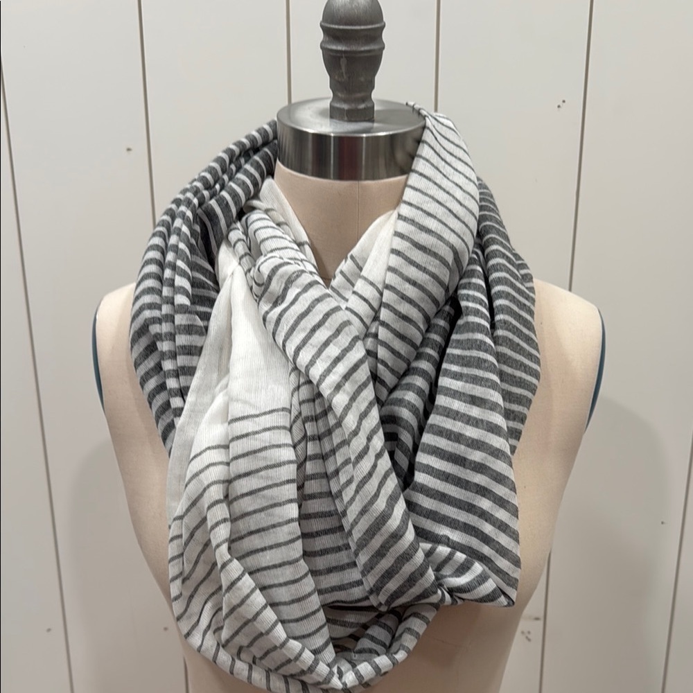 Striped Infinity Scarf - Black and White